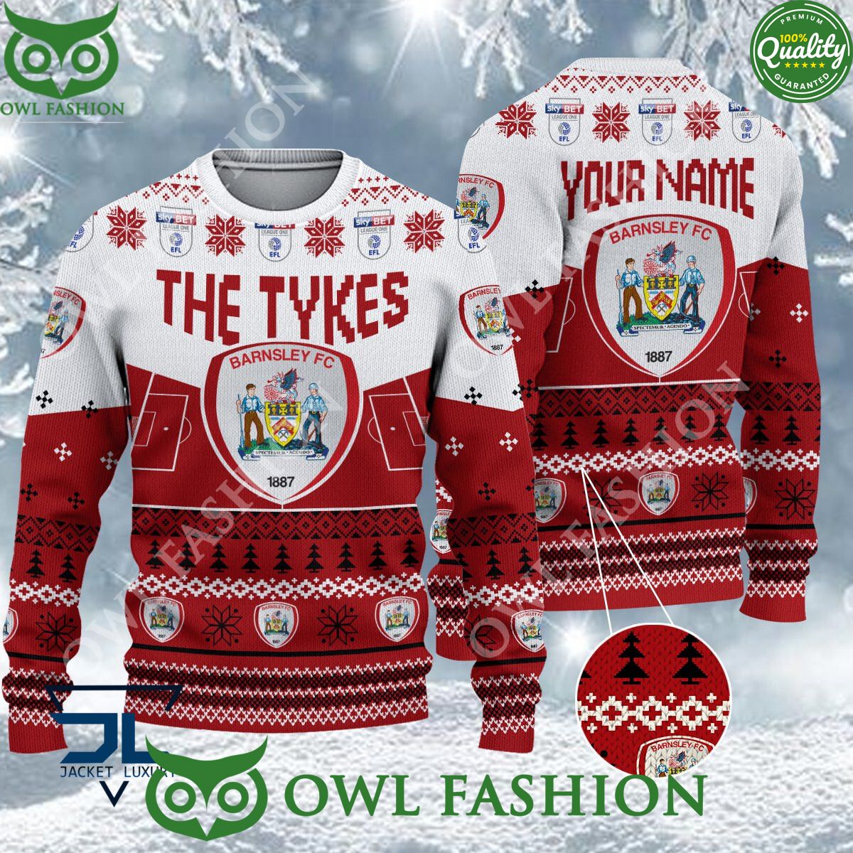 Limited Barnsley F.C EFL Design For Fans Ugly Sweater Jumper