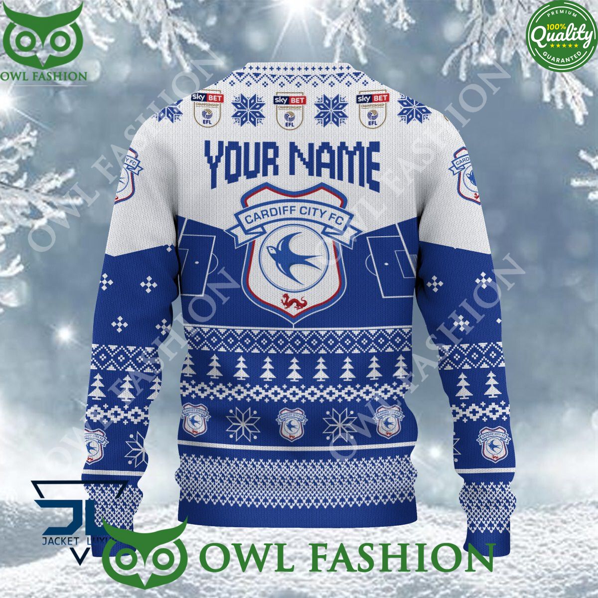 Limited Cardiff City F.C EFL Design For Fans Ugly Sweater Jumper