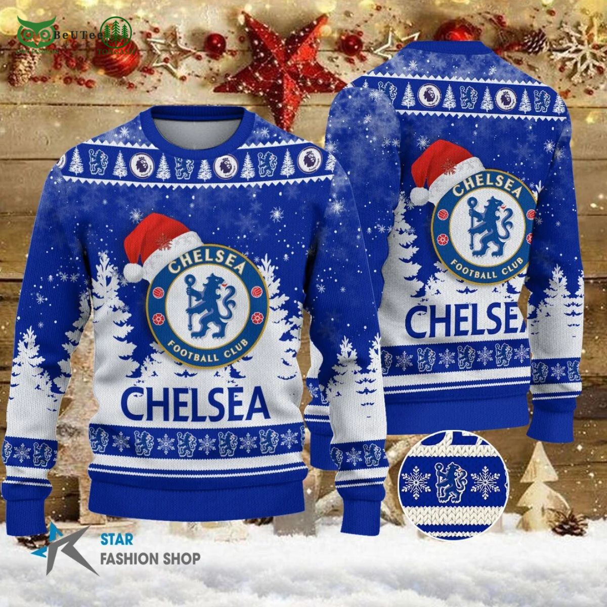 Limited Chelsea FC Premier League ugly Christmas Sweater