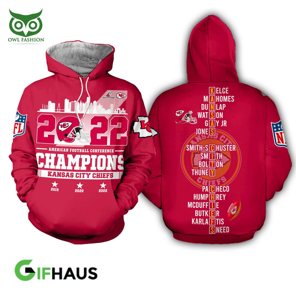Limited Kansas City Chiefs AFC Champs 3D Hoodie Leggings