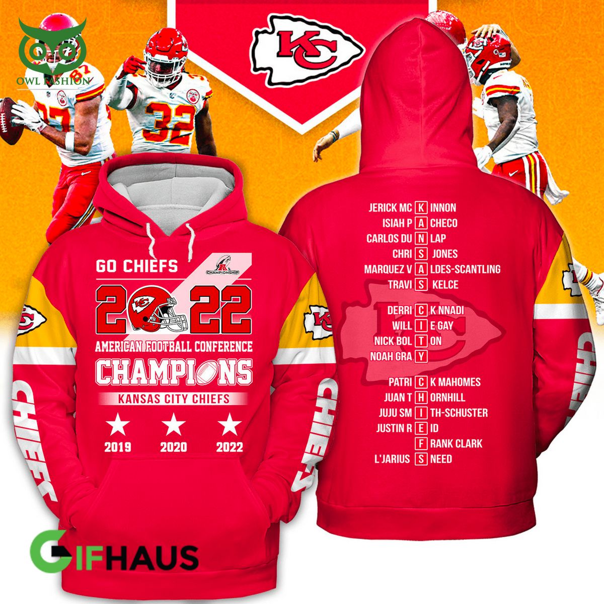 Limited Kansas City Chiefs Players List 3D Tshirt Hoodie Longsleeves