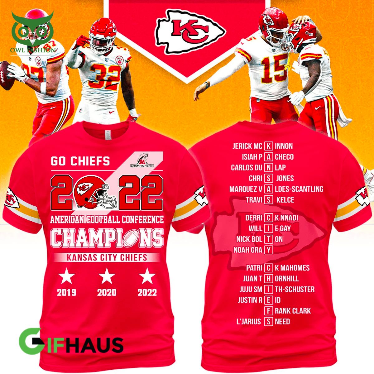 Limited Kansas City Chiefs Players List 3D Tshirt Hoodie Longsleeves