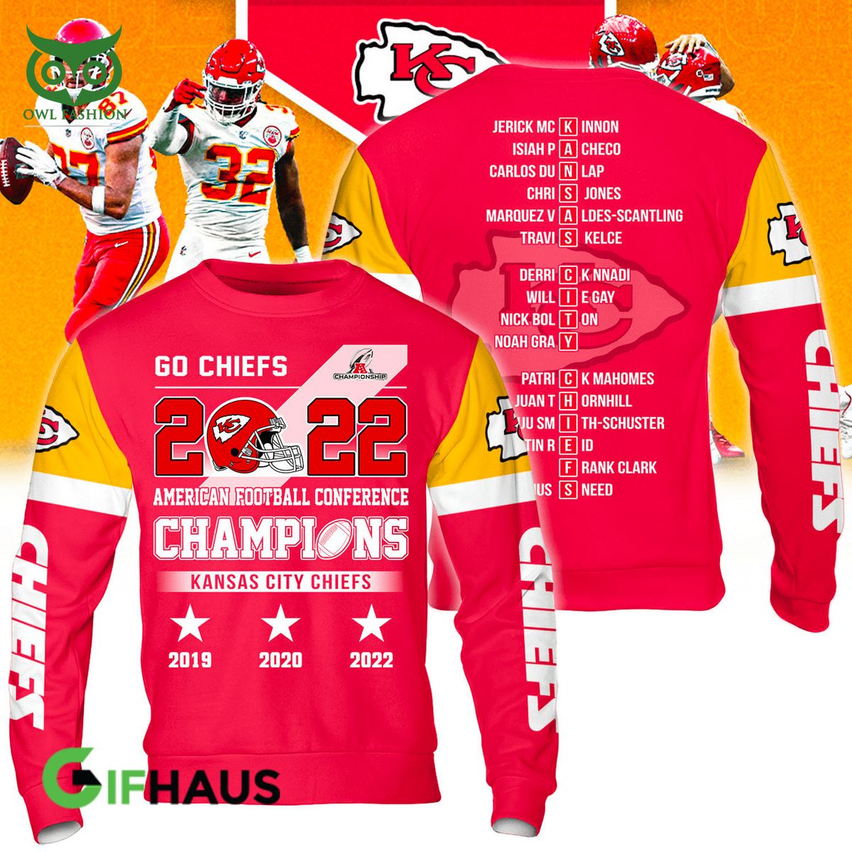 Limited Kansas City Chiefs Players List 3D Tshirt Hoodie Longsleeves