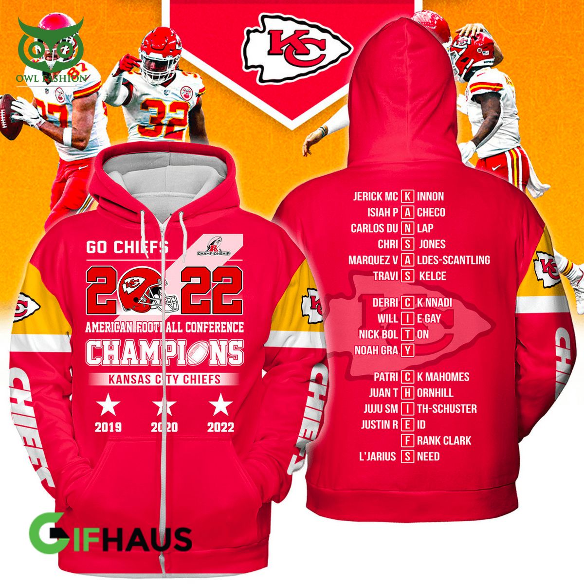 Limited Kansas City Chiefs Players List 3D Tshirt Hoodie Longsleeves