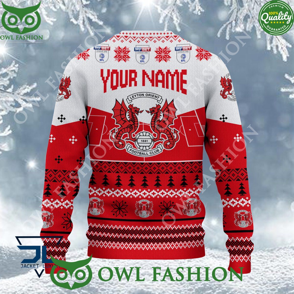 Limited Leyton Orient EFL Design For Fans Ugly Sweater Jumper