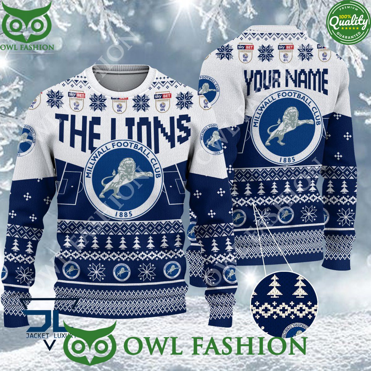 Limited Millwall F.C EFL Design For Fans Ugly Sweater Jumper