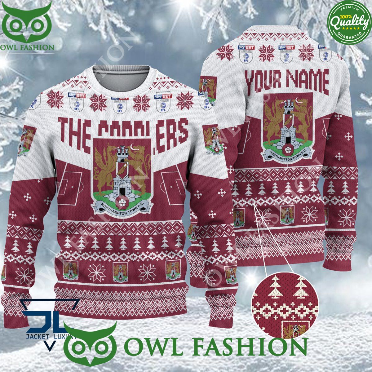 Limited Northampton Town F.C EFL Design For Fans Ugly Sweater Jumper