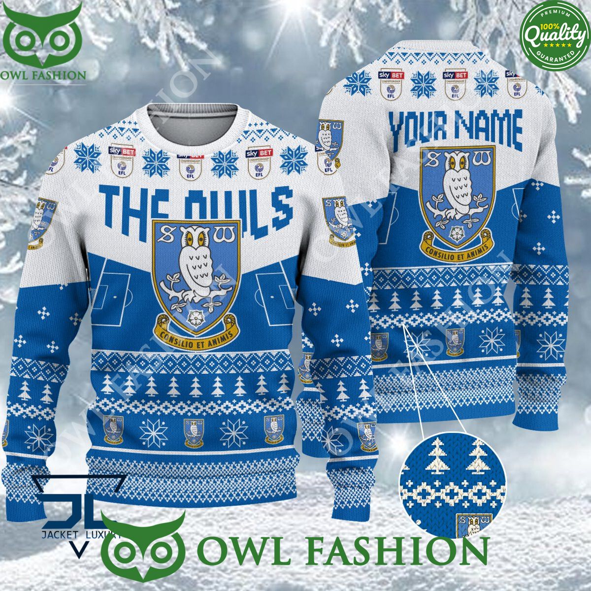 Limited Sheffield Wednesday EFL Design For Fans Ugly Sweater Jumper
