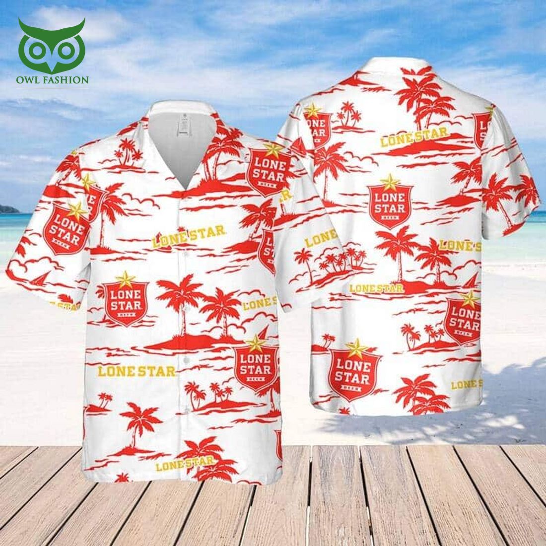 Lone Star Beer Beach Pattern Hawaiian Shirt