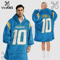 Los Angeles Chargers Herbert 10 Oversized Wearable Blanket Hoodie