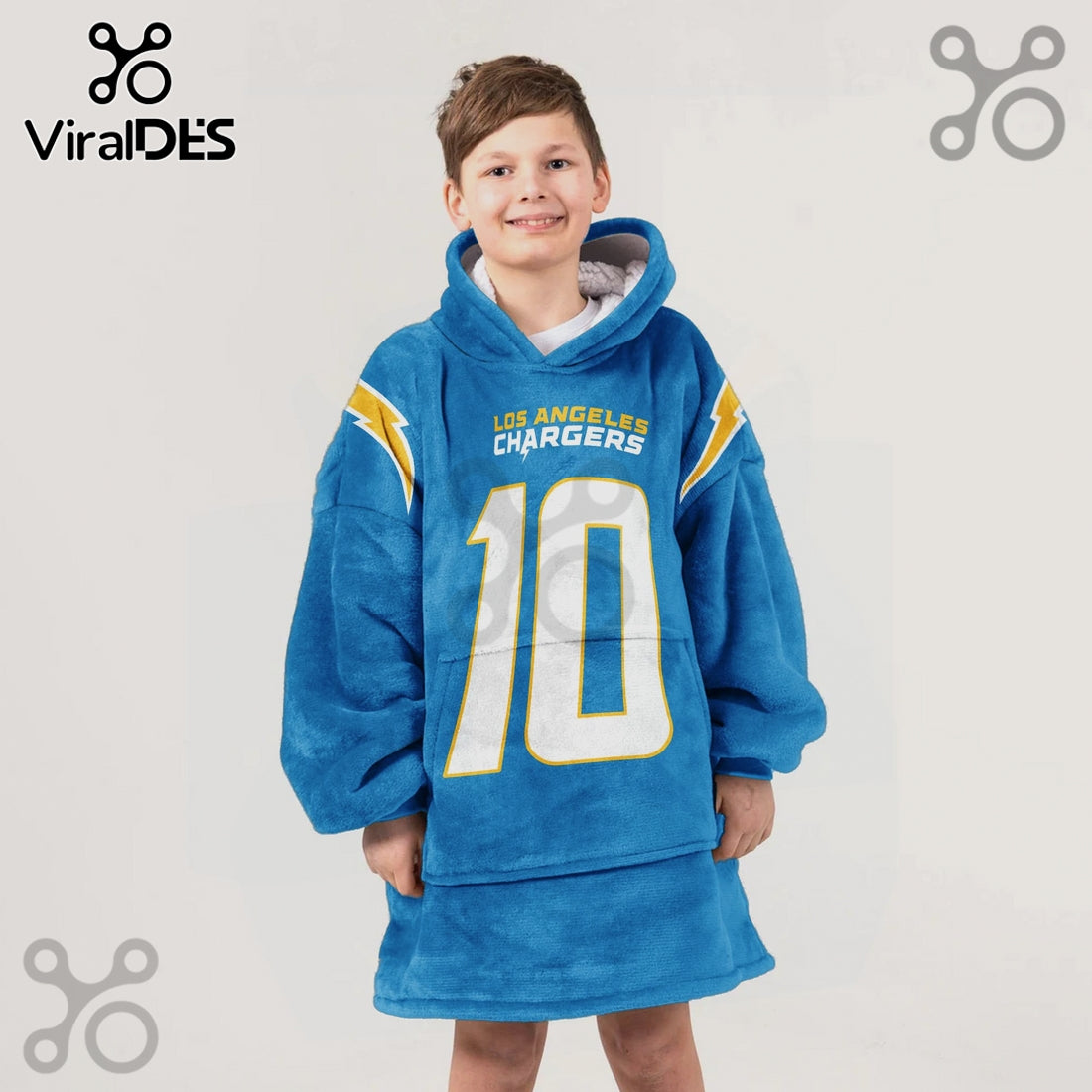 Los Angeles Chargers Herbert 10 Oversized Wearable Blanket Hoodie