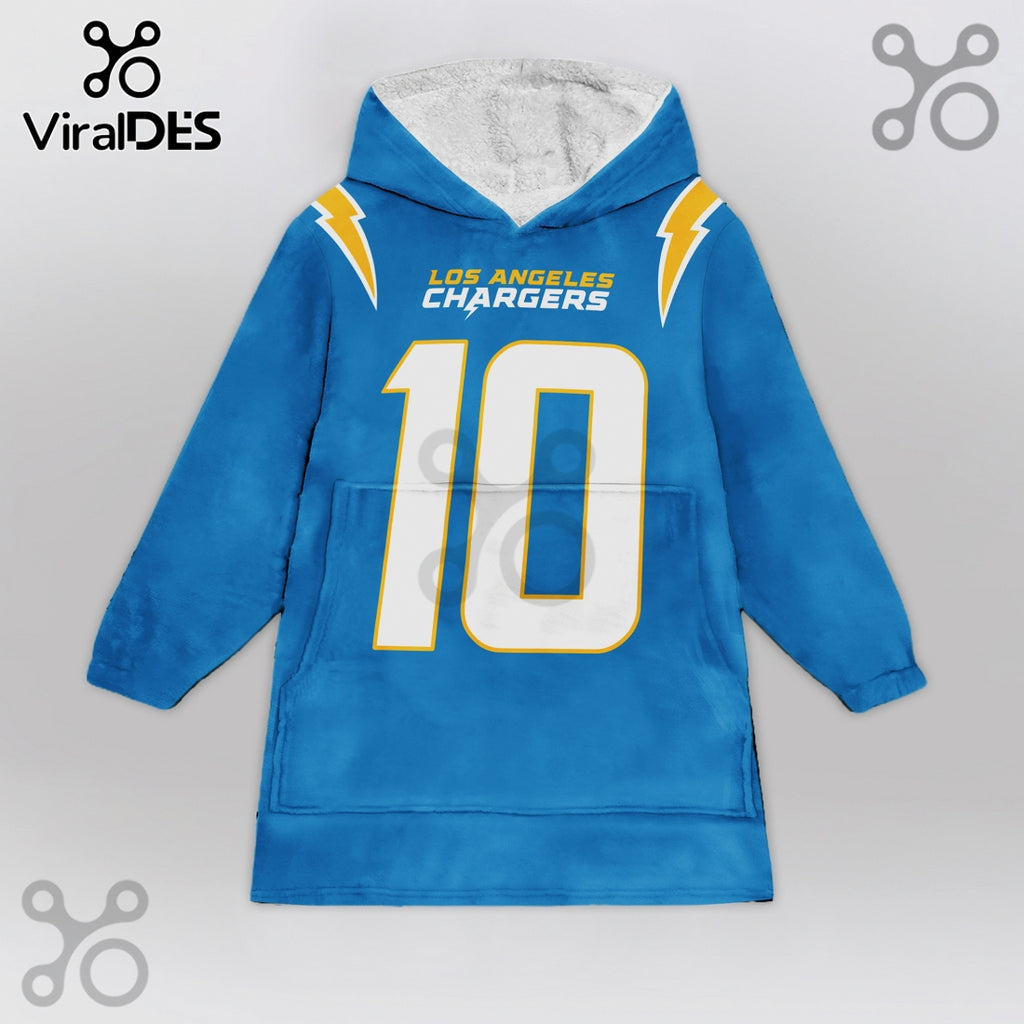 Los Angeles Chargers Herbert 10 Oversized Wearable Blanket Hoodie