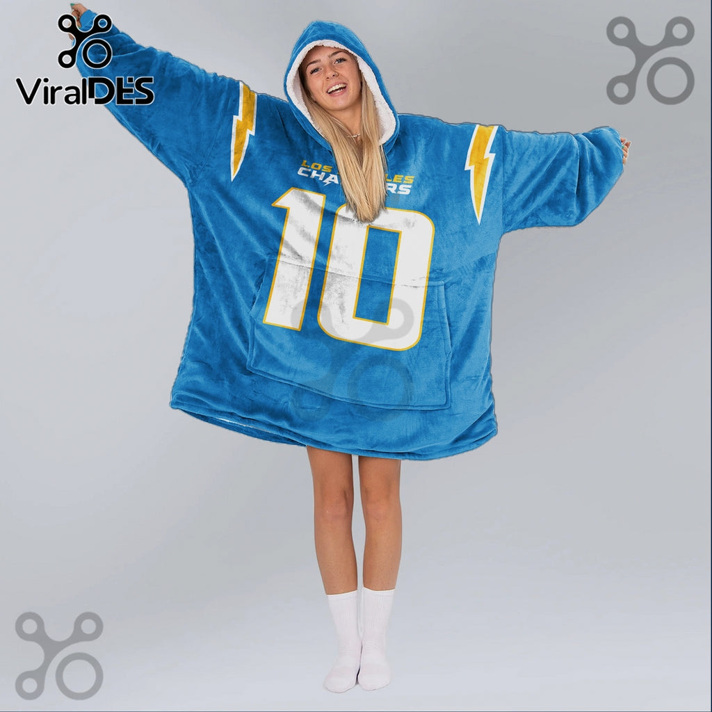 Los Angeles Chargers Herbert 10 Oversized Wearable Blanket Hoodie