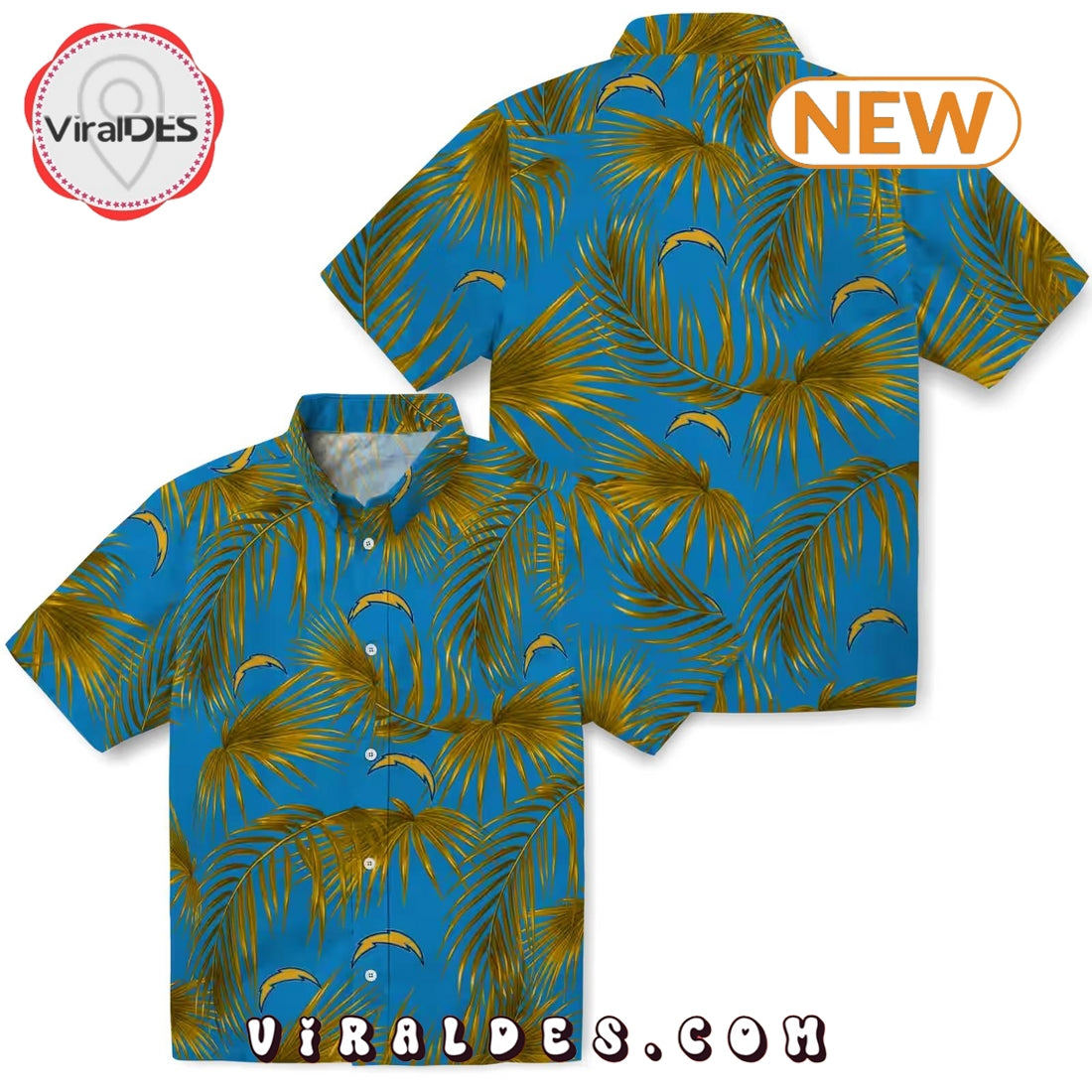 Los Angeles Chargers Leafy Palms Hawaiian Shirt