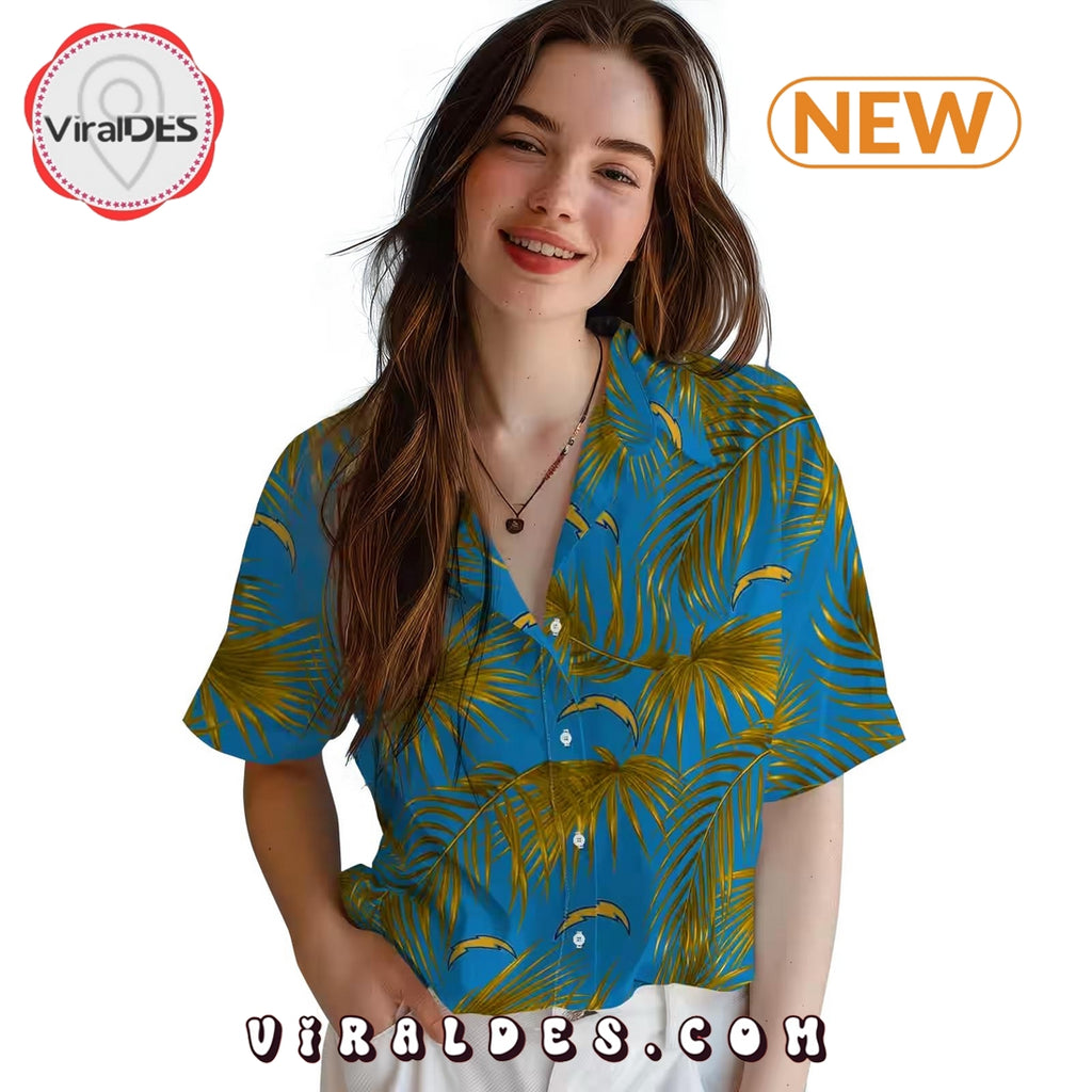 Los Angeles Chargers Leafy Palms Hawaiian Shirt