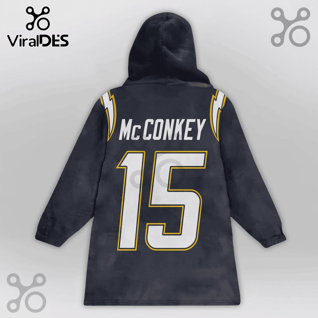 Los Angeles Chargers Navy Number 15 Snuggle Blanket Hoodie