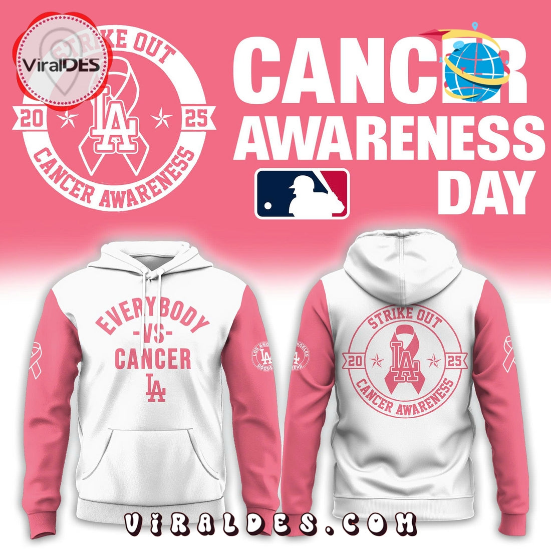 Los Angeles Dodgers Cancer Awareness Day Hoodie, Long Pants