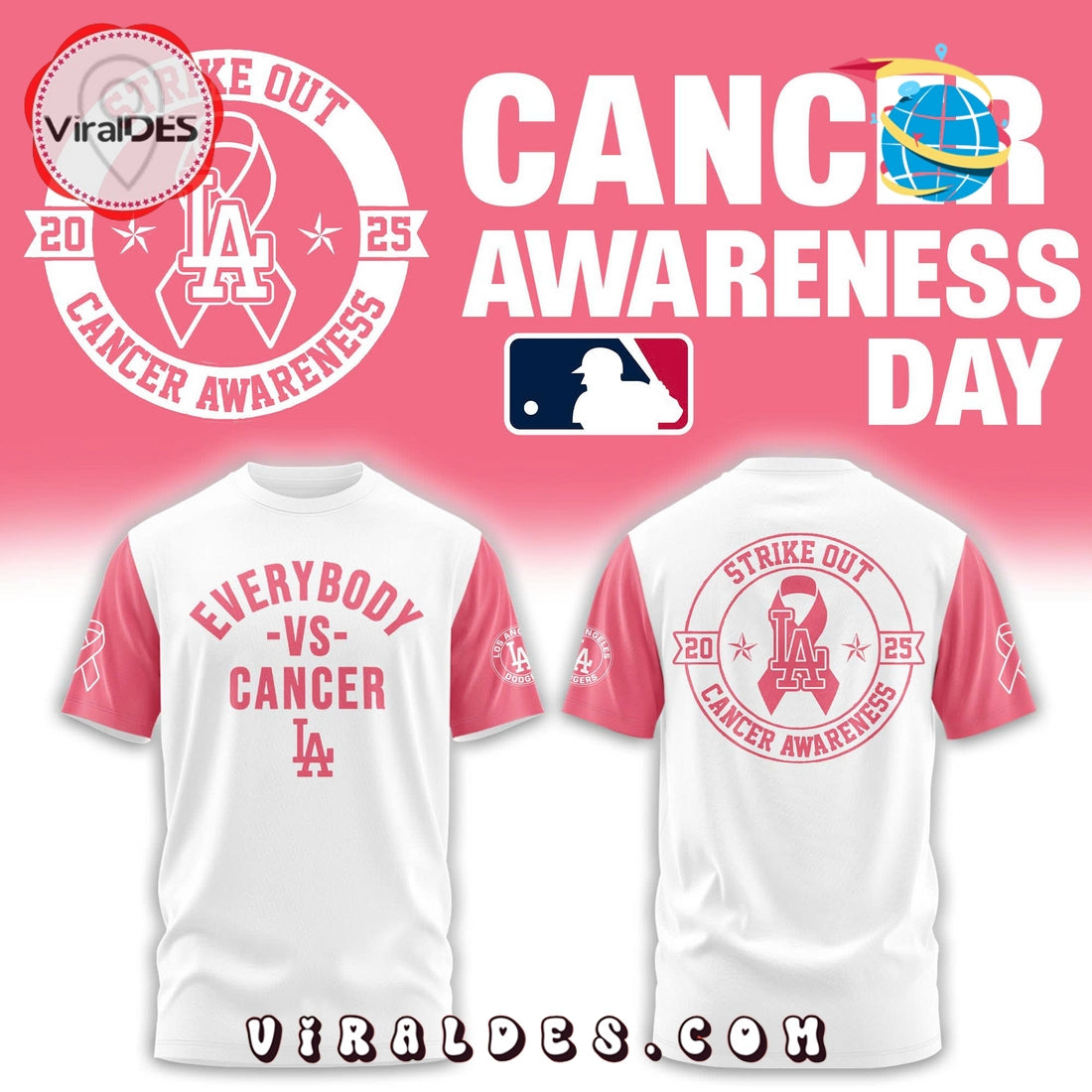 Los Angeles Dodgers Everybody vs Cancer Awareness Day Hoodie