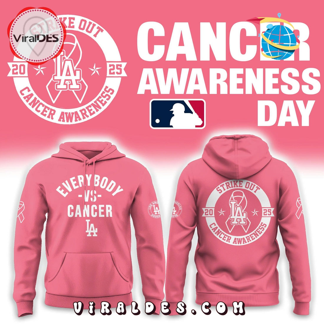 Los Angeles Dodgers Everybody vs Cancer Awareness Hoodie, Long Pants
