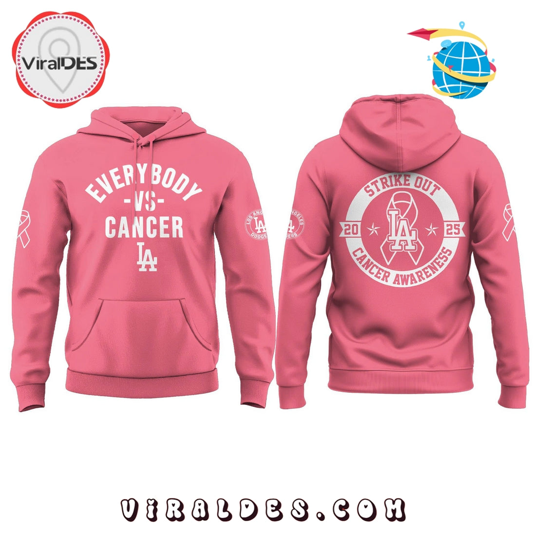 Los Angeles Dodgers Everybody vs Cancer Awareness Hoodie, Long Pants