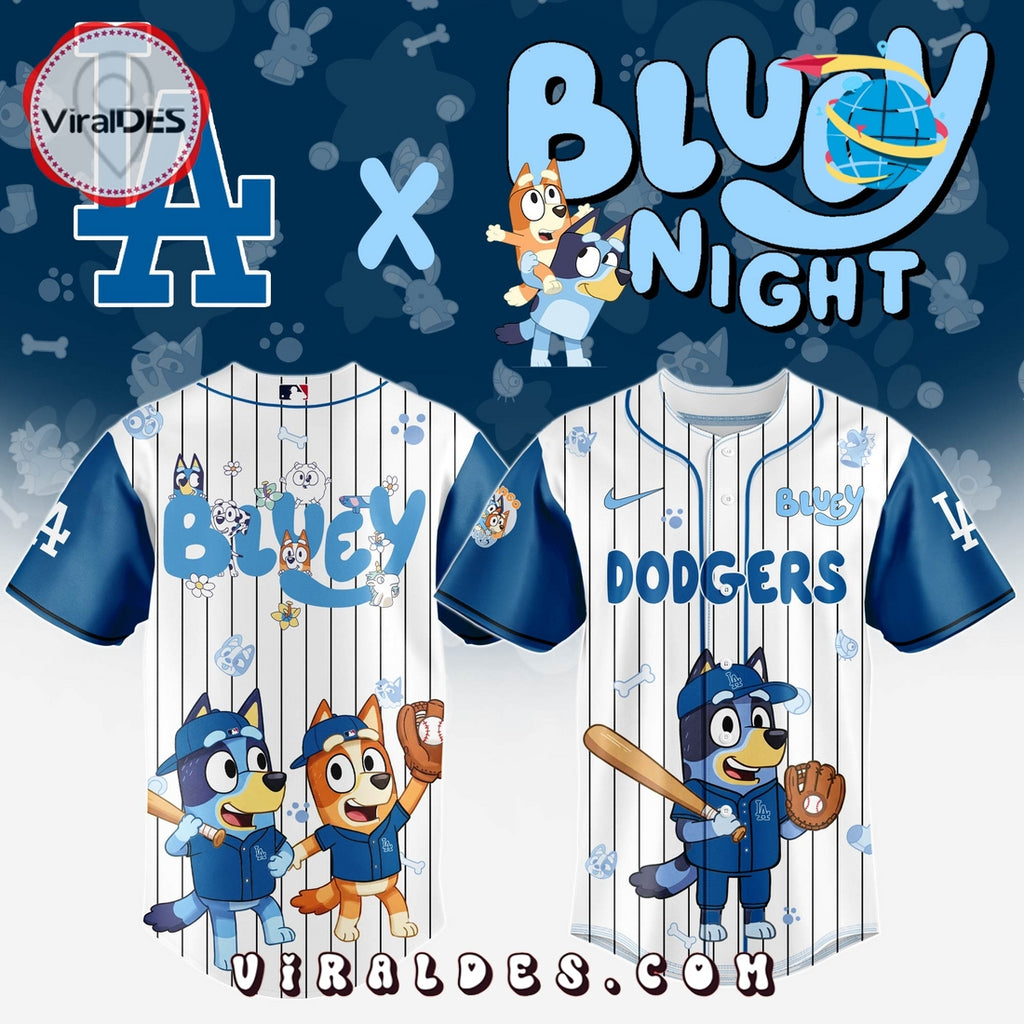 Los Angeles Dodgers MLB Bluey And Bingo 2025 Baseball Jersey