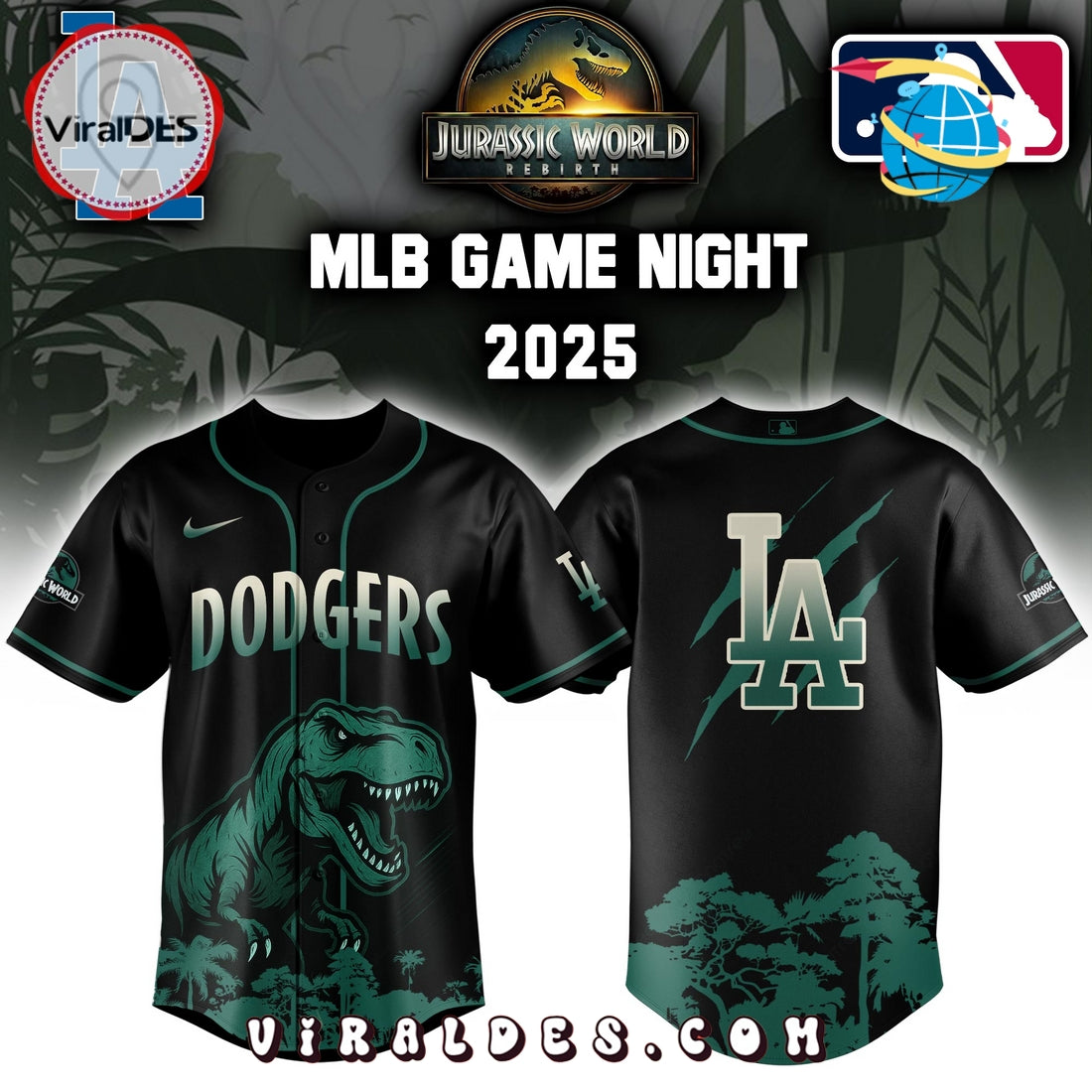 Los Angeles Dodgers x Jurassic World 2025 Baseball Jersey