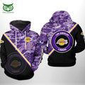 Los Angeles Lakers NBA US Camo Team 3D Printed Hoodie and Zipper Hoodie