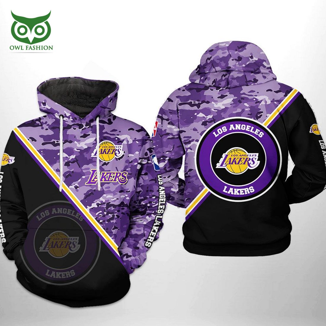 Los Angeles Lakers NBA US Camo Team 3D Printed Hoodie and Zipper Hoodie