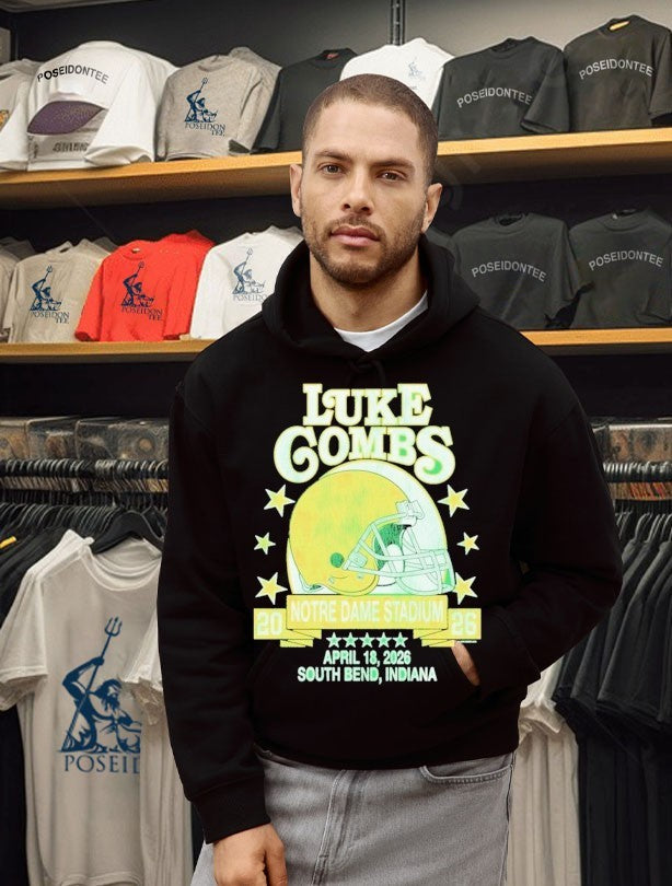 Luke Combs X Notre Dame Fighting Irish Stadium April 18 2026 South Bend Indiana Helmet T-shirt