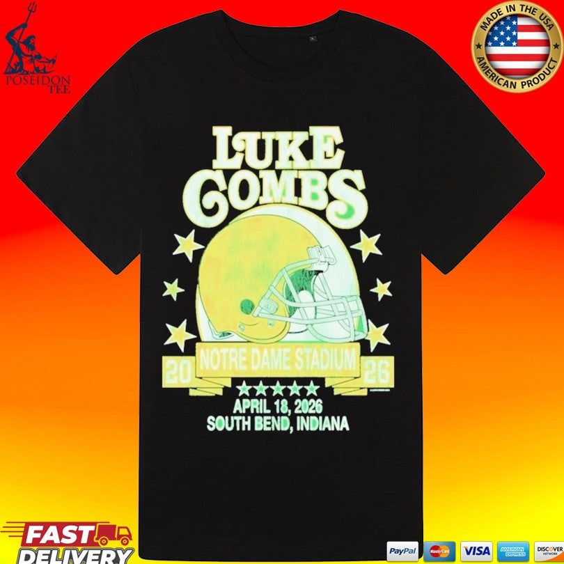 Luke Combs X Notre Dame Fighting Irish Stadium April 18 2026 South Bend Indiana Helmet T-shirt