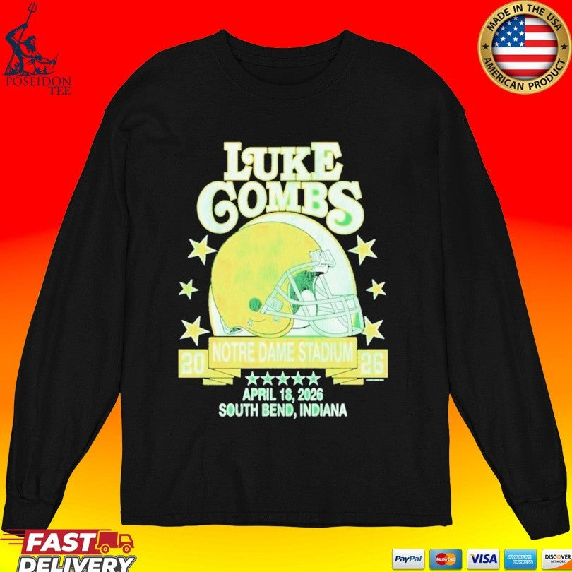 Luke Combs X Notre Dame Fighting Irish Stadium April 18 2026 South Bend Indiana Helmet T-shirt