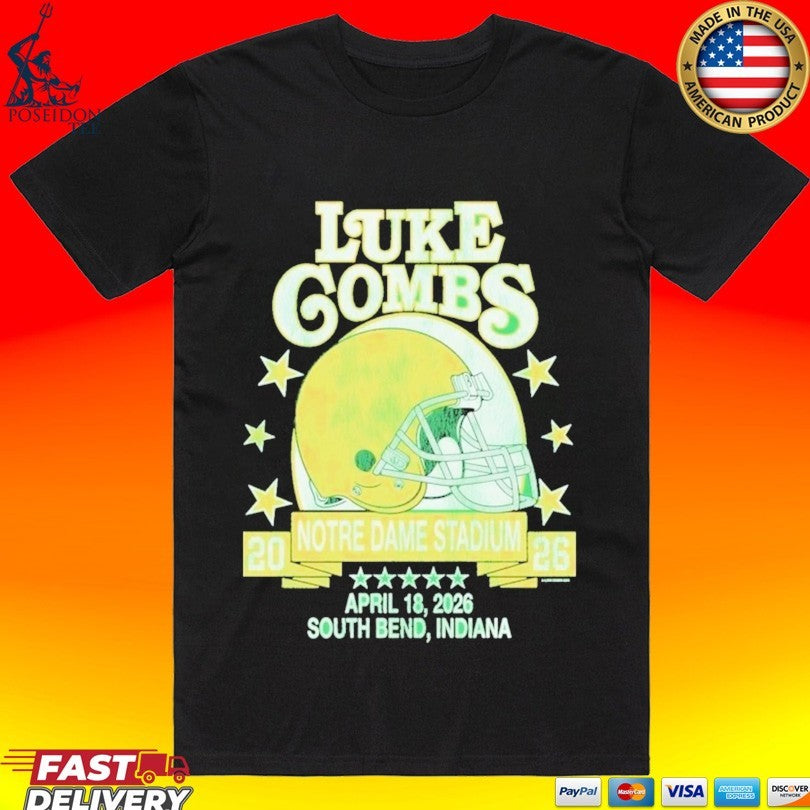 Luke Combs X Notre Dame Fighting Irish Stadium April 18 2026 South Bend Indiana Helmet T-shirt