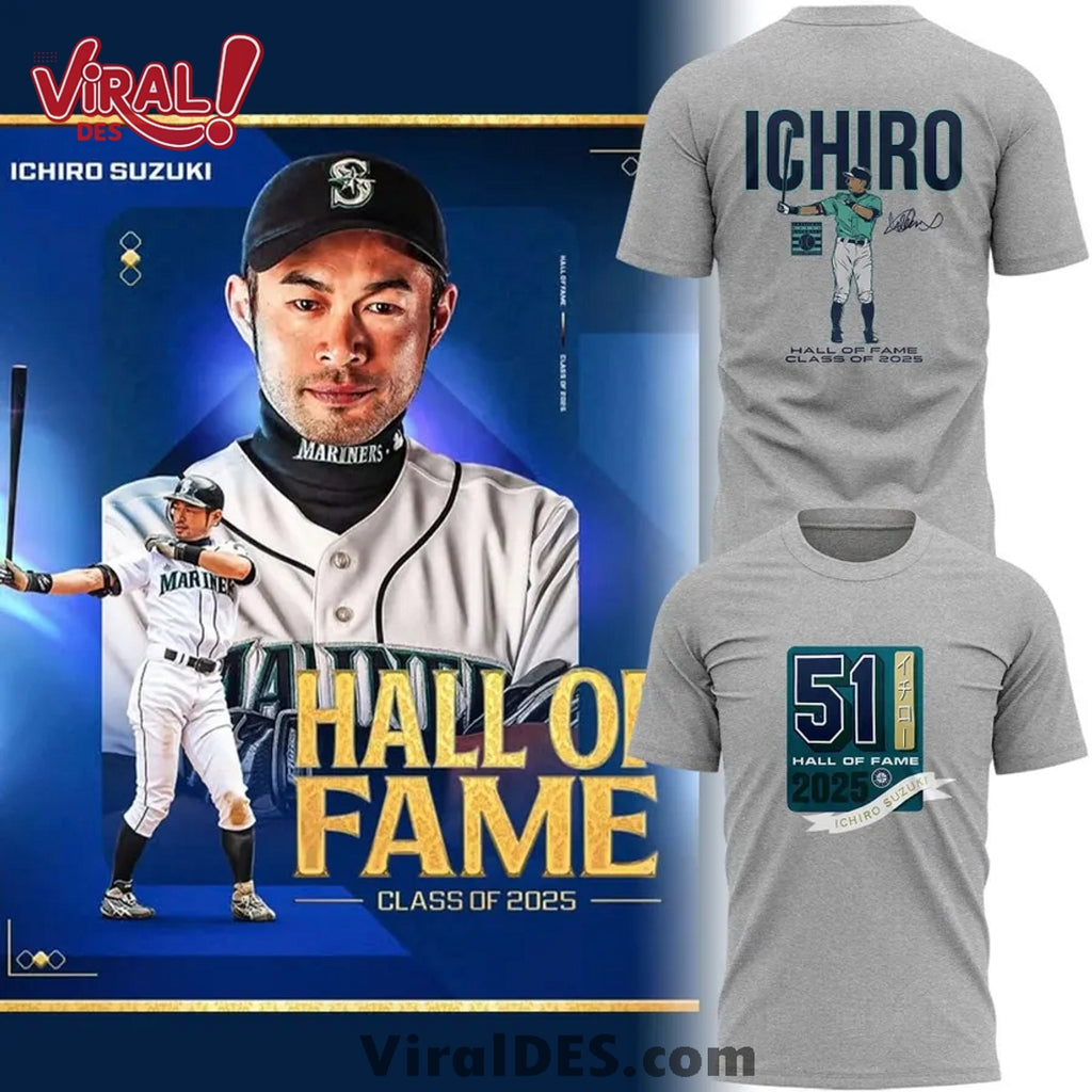 Mariners Ichiro Suzuki 2025 HOF Gray Shirt