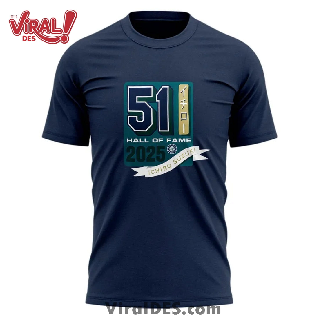 Mariners Ichiro Suzuki 2025 HOF Navy Shirt