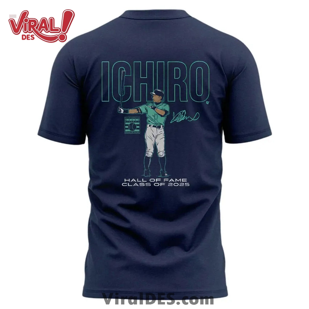 Mariners Ichiro Suzuki 2025 HOF Navy Shirt