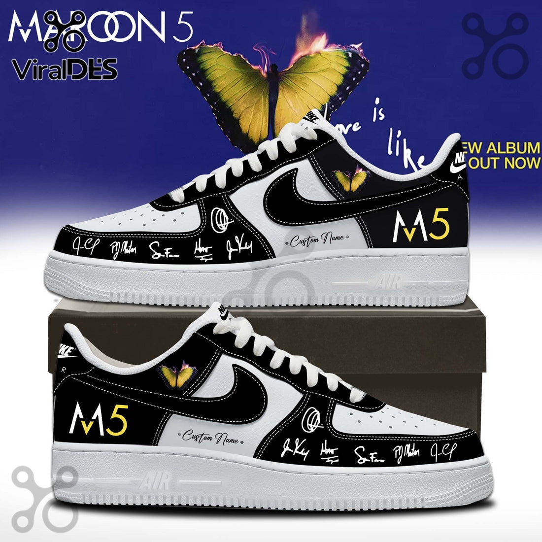 Maroon 5 Love Is Like Custom Air Force 1 Black