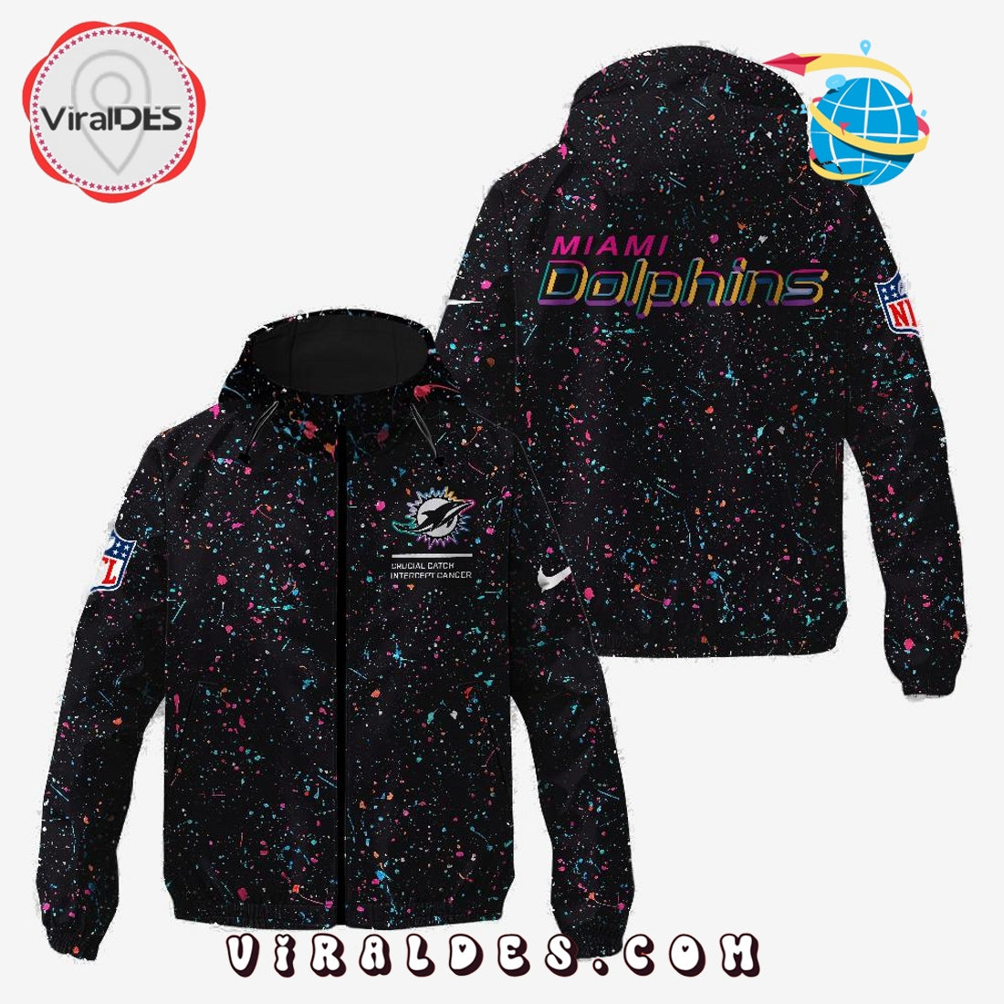 Miami Dolphins Crucial Catch 2025 Windbreaker Jacket