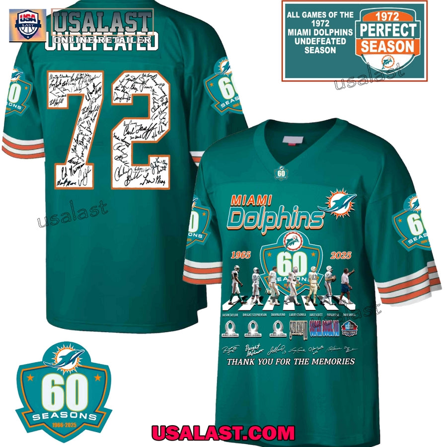 Miami Dolphins Undefeated 1972-1973 Perfect Season V-neck Jersey Shirt