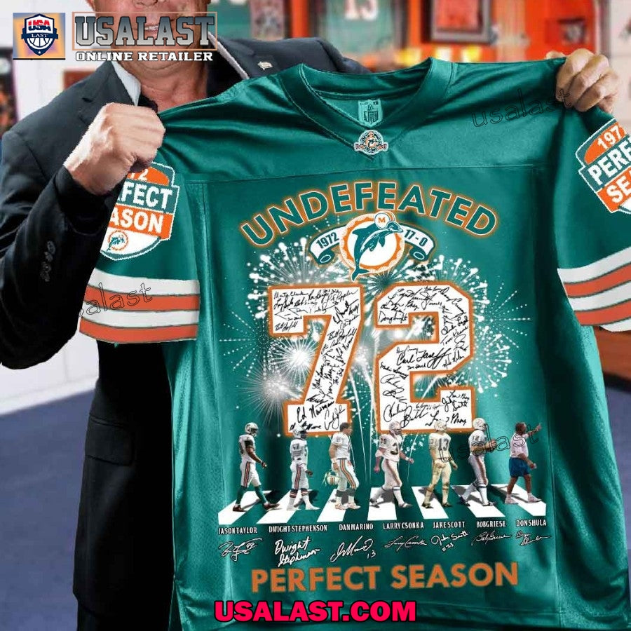 Miami Dolphins Undefeated 1972-1973 Perfect Season V-neck Jersey Shirt