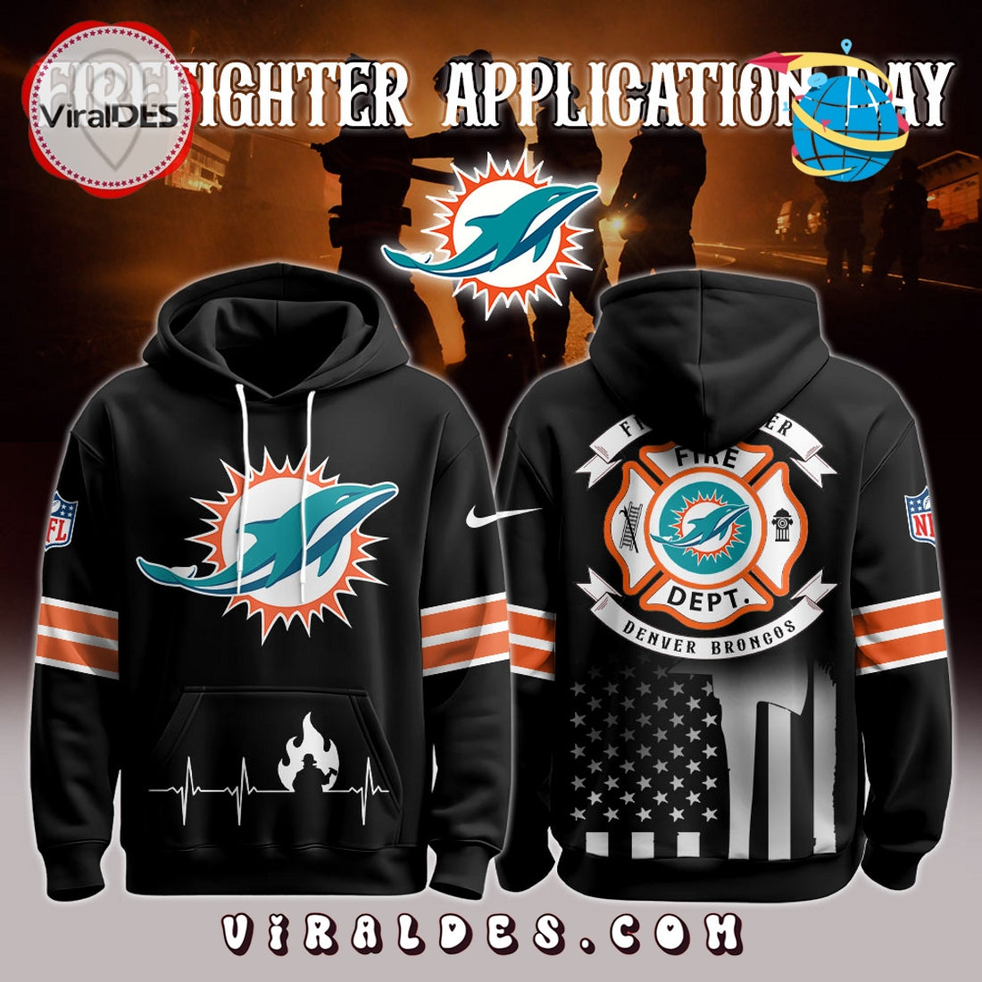 Miami Dolphins x Firefighter Appreciation Night Game Hoodie 2025