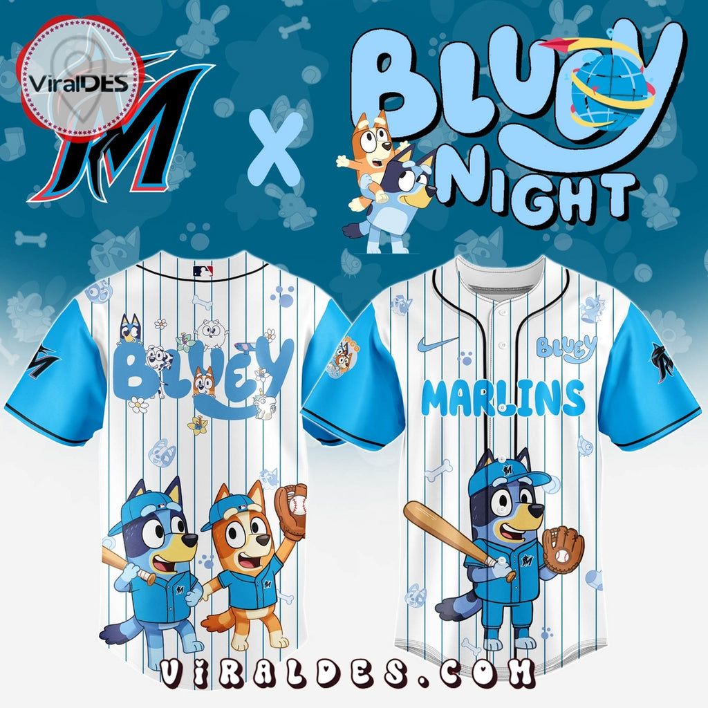 Miami Marlins MLB Bluey And Bingo 2025 Baseball Jersey