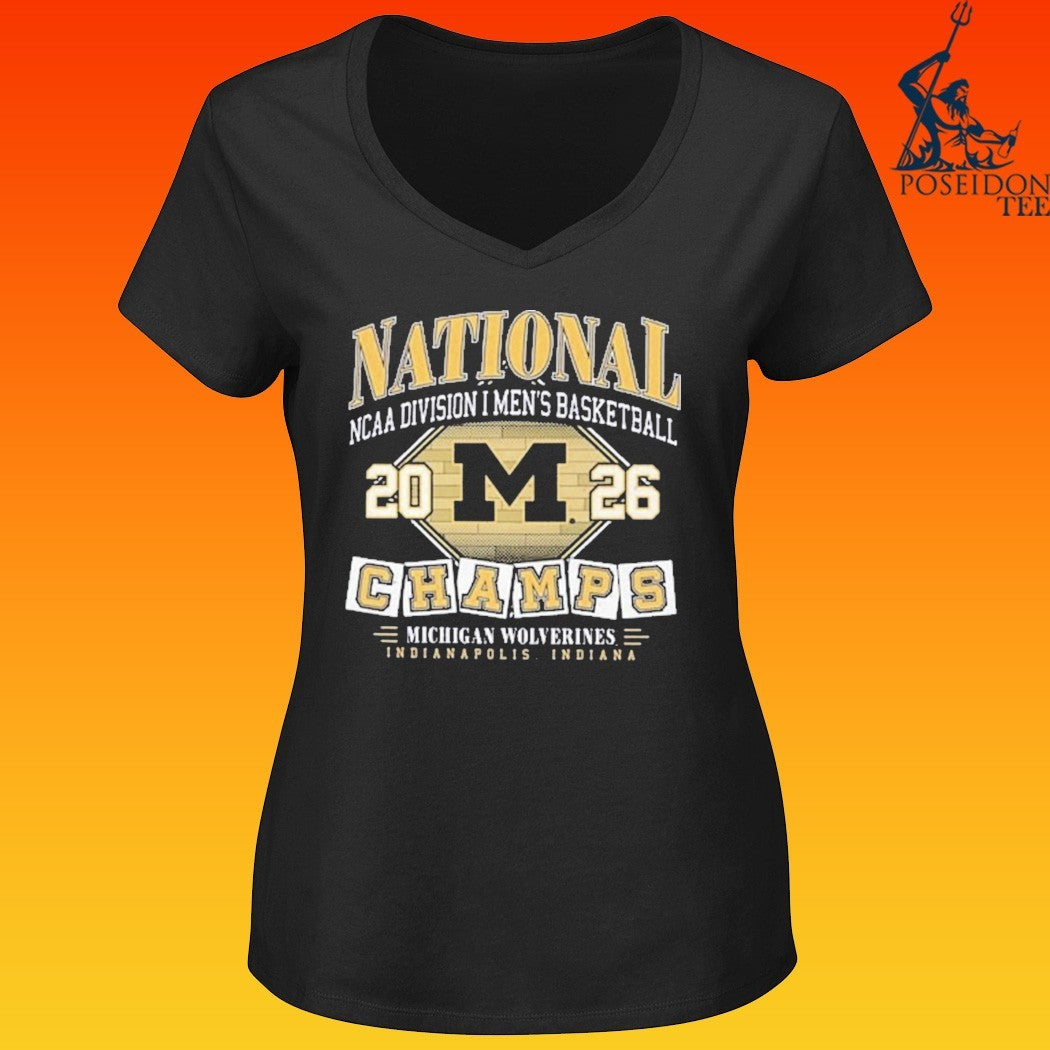 Michigan Wolverines 2026 Men’s Basketball National Champions Hardwood T-shirt