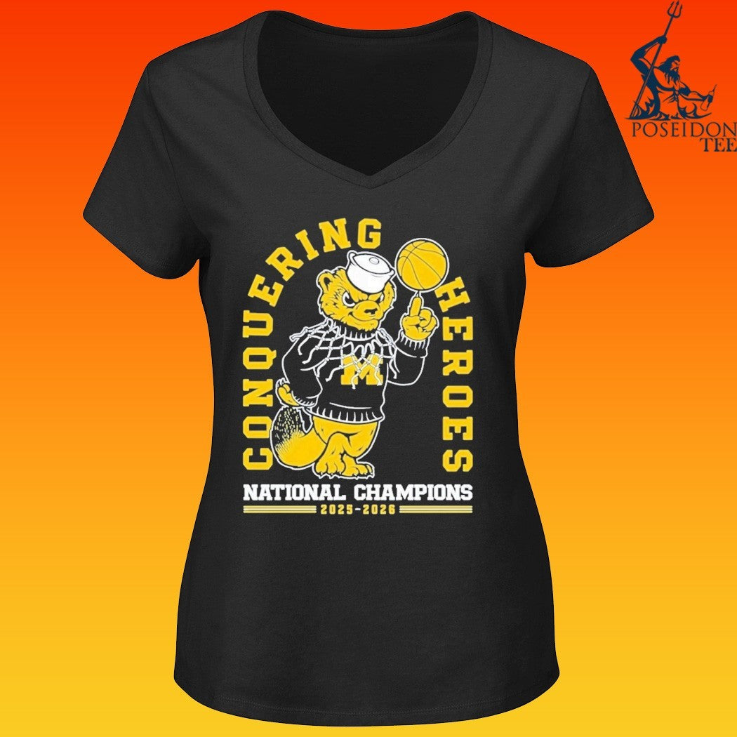 Michigan Wolverines 2026 National Champions Conquering Hero’s Basketball T-shirt