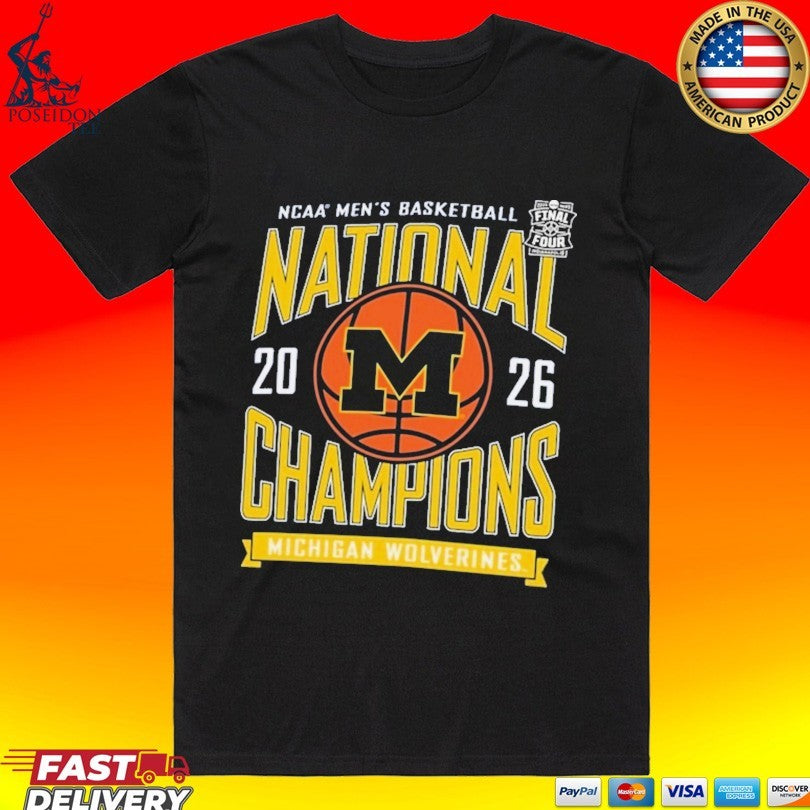 Michigan Wolverines Champion Youth 2026 NCAA Men’s Basketball National Champions Powerblend T-shirt