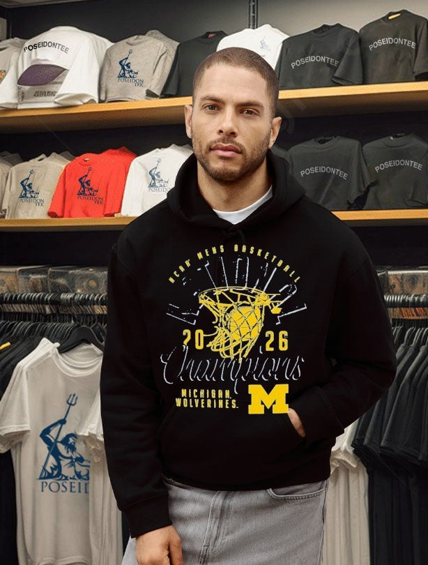 Michigan Wolverines Comfort Colors 2026 NCAA Men’s Basketball National Champions Distressed Net T-shirt