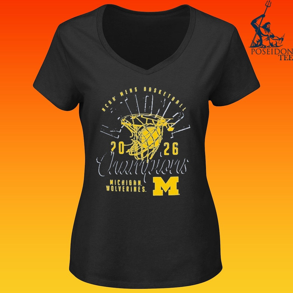 Michigan Wolverines Comfort Colors 2026 NCAA Men’s Basketball National Champions Distressed Net T-shirt