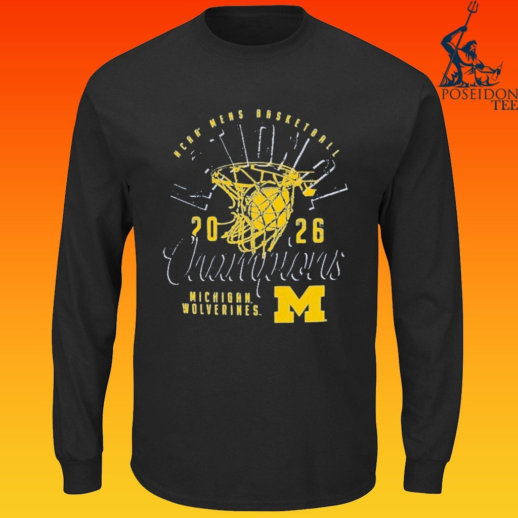 Michigan Wolverines Comfort Colors 2026 NCAA Men’s Basketball National Champions Distressed Net T-shirt