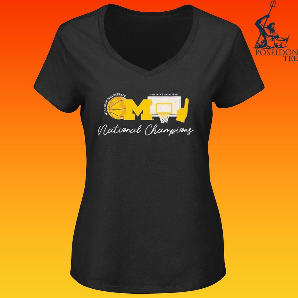 Michigan Wolverines Comfort Colors Women’s 2026 NCAA Men’s Basketball National Champions Sketch Element T-shirt