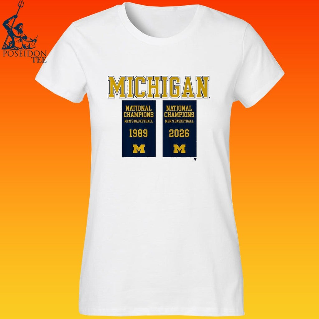 Michigan Wolverines MBB 1989 2026 National Champions Banners T-shirt