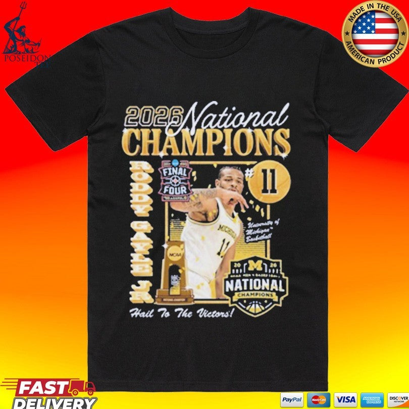 Michigan Wolverines Men’s Basketball Campus Ink 2026 National Champion #11 Roddy Gayle Jr T-shirt